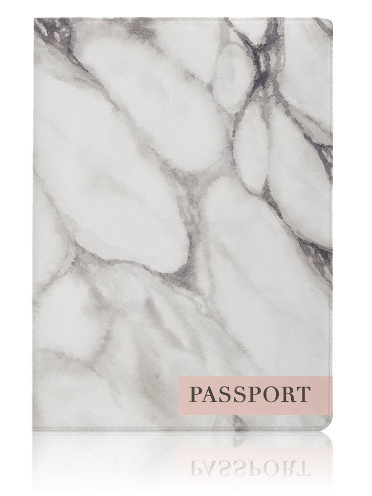

Обложка для паспорта унисекс Marble белая, Белый, Marble