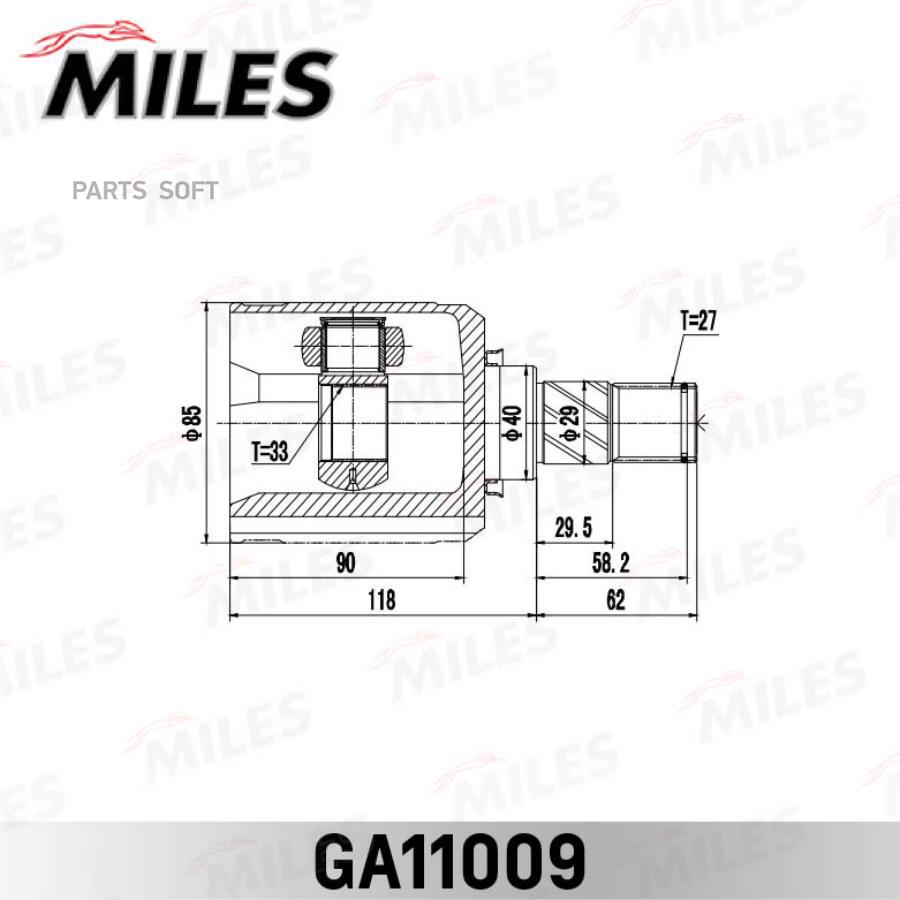 

Шрус Внутренний Левый Nissan Qashqai 06-13 Ga11009 Miles арт. GA11009