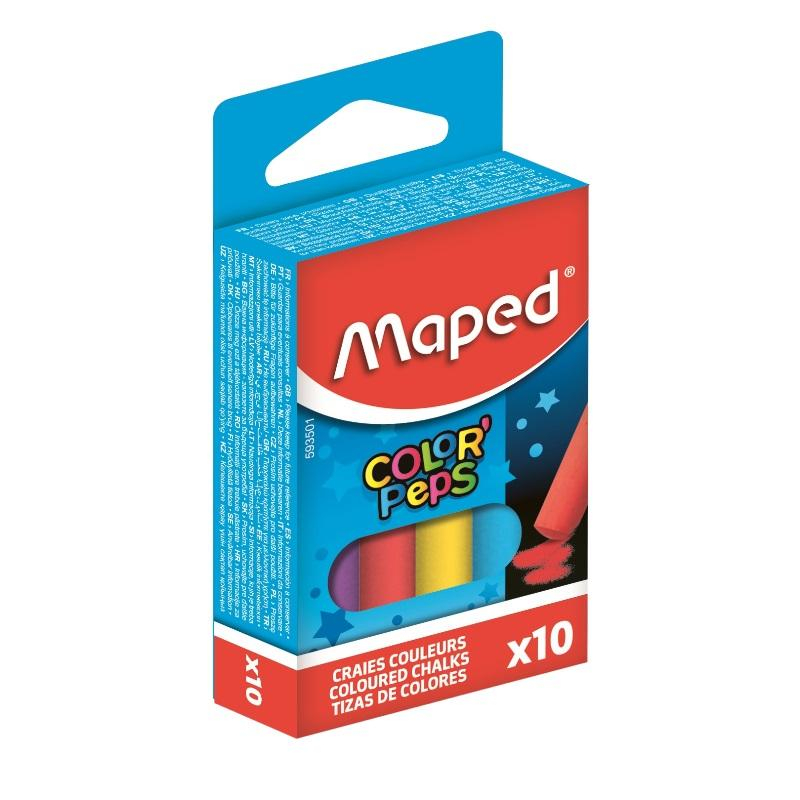 Мел Maped COLOR PEPS цветной, круглый, без грязи, 10 цветов, 593501, (2шт.)