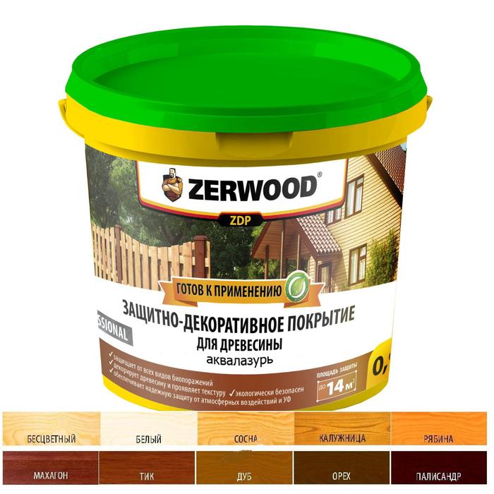 Защитно-декоративное покрытие ZERWOOD ZDP тик 09кг 499₽