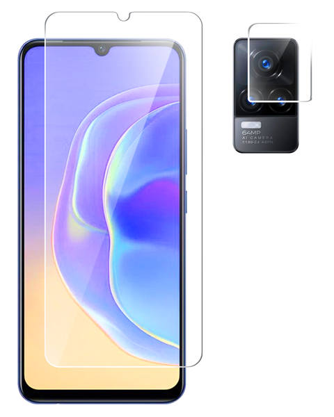 Гибридное защитное стекло Brozo на экран и камеру Vivo V21e