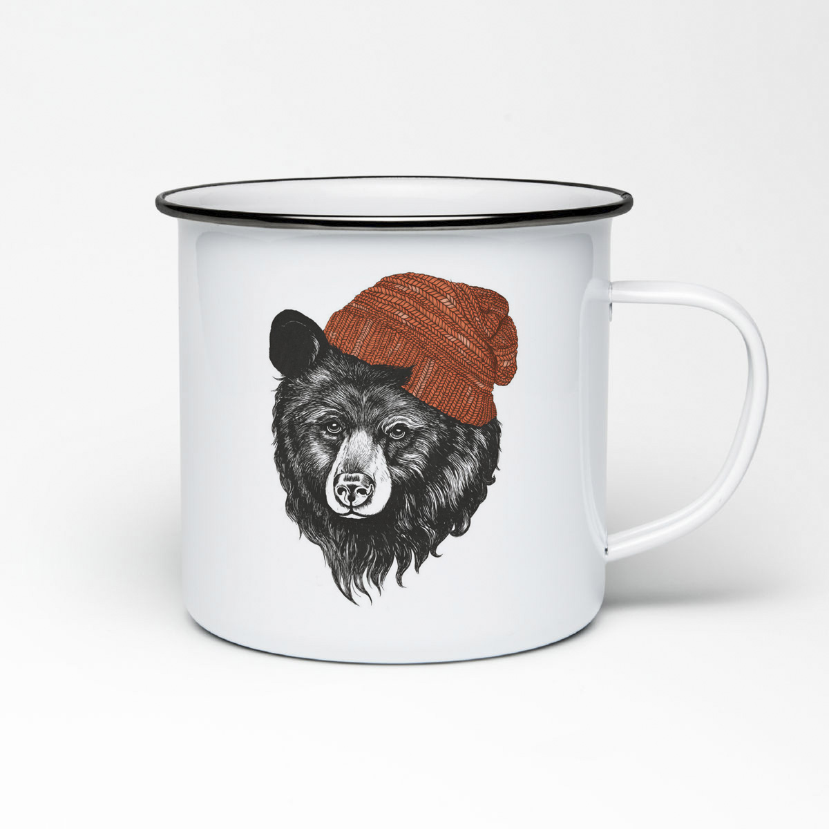 фото Кружка металлическая coolpodarok медведь в вязаной шапке