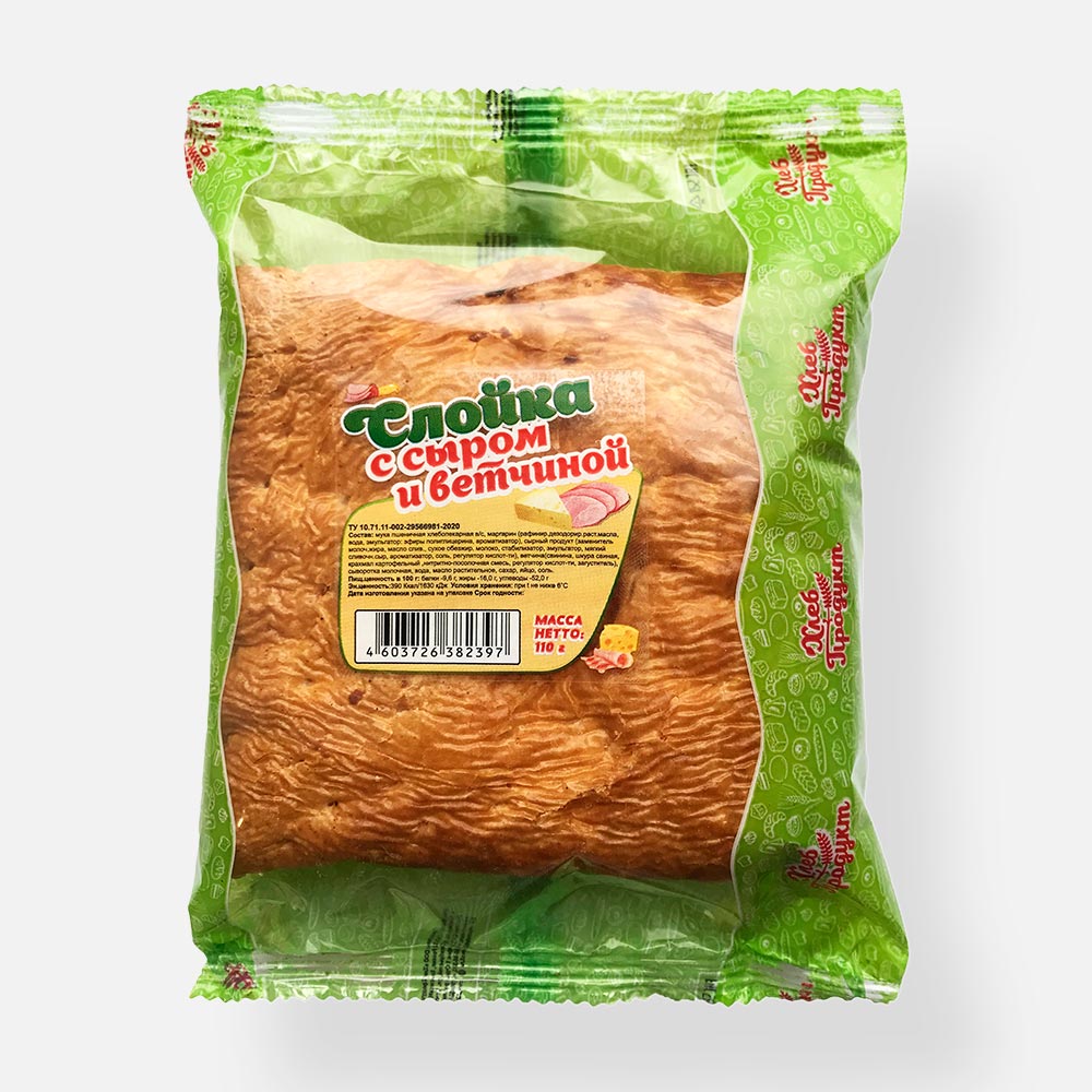 

Слойка ХлебПродукт с сыром и ветчиной, 110 г