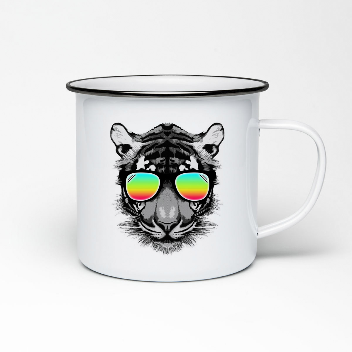 

Кружка металлическая CoolPodarok Тигр в радужных очках