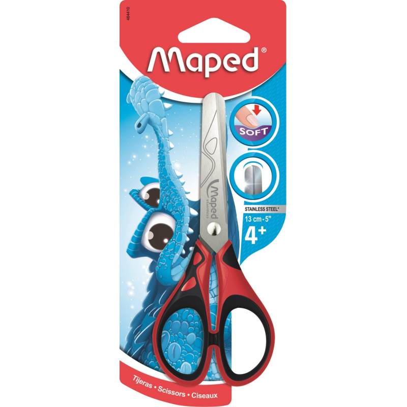 Ножницы детские Maped ESSENTIALS SOFT 130 мм, прорезин. ручки, симметричные, (2шт.) ножницы 17 см maped essentials green deco эргономичные симметричные в блистере микс