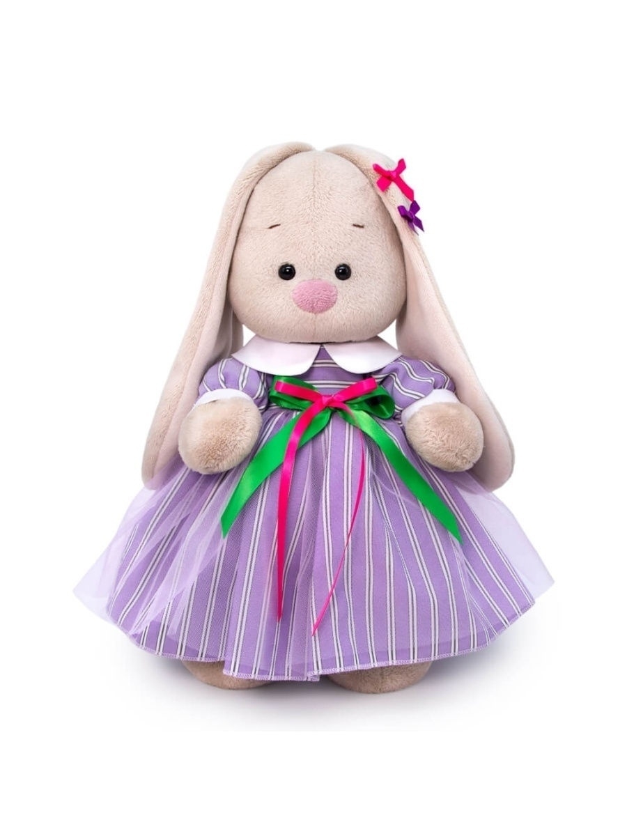 фото Мягкая игрушка budi basa зайка ми в полосатом платье 32см bb058