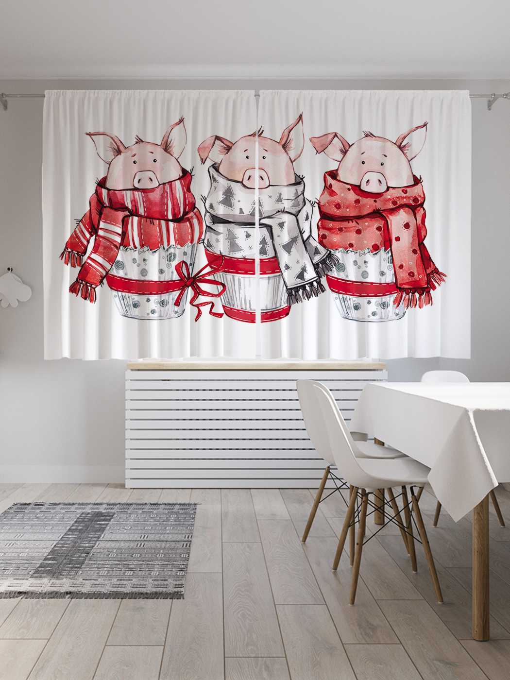 

Классические шторы JoyArty "Три поросенка", серия Oxford DeLux, 2 полотна 145x180 см, Три поросенка