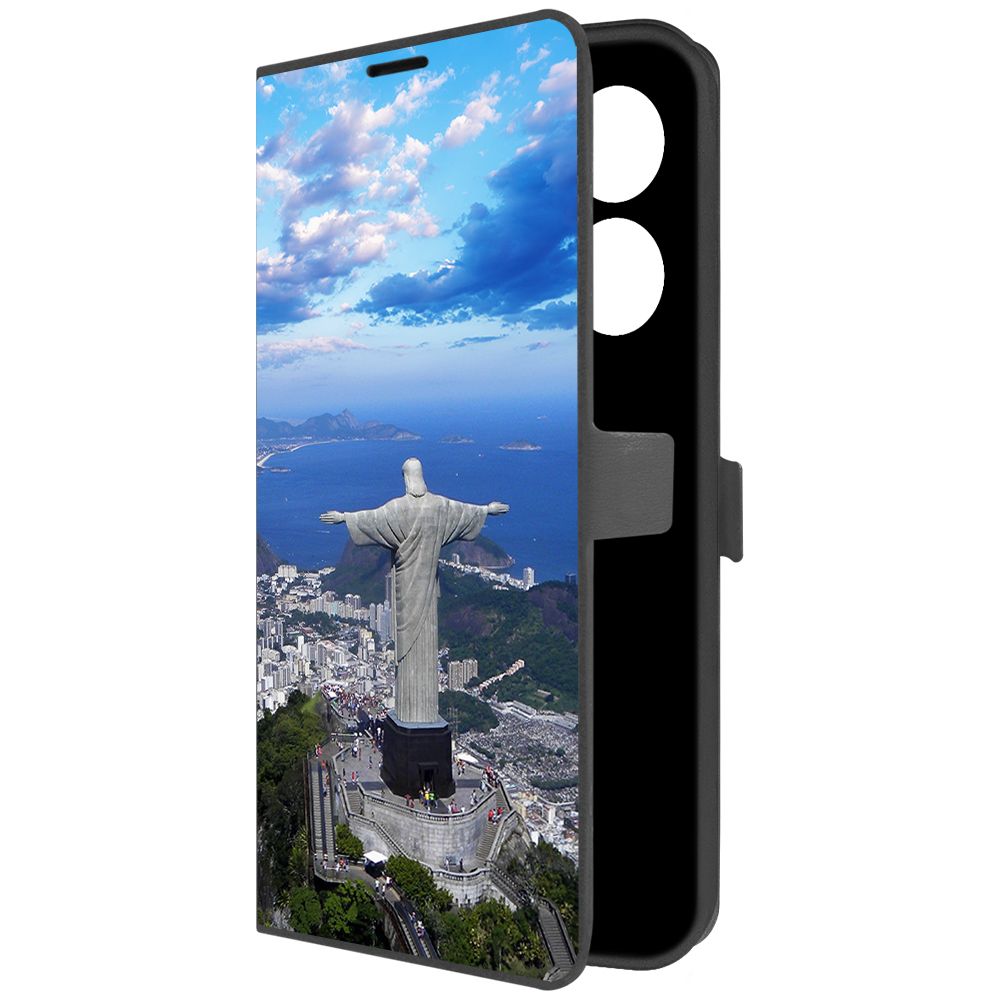 Чехол-книжка Krutoff Eco Book для TECNO Camon 20 Pro 5G Бразилия, Статуя Христа (черный)