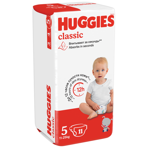 Подгузники Huggies Classic 5 (11-25 кг), 11 шт