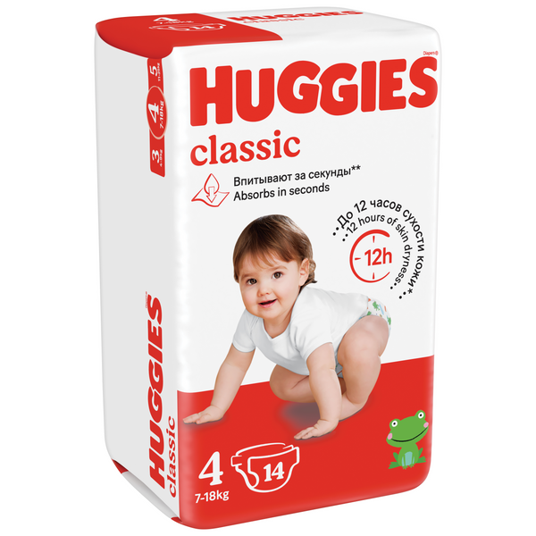 Подгузники Huggies Classic 4 (7-18 кг), 14 шт