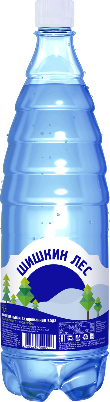 

Вода питьевая Шишкин Лес минеральная газированная 1 л