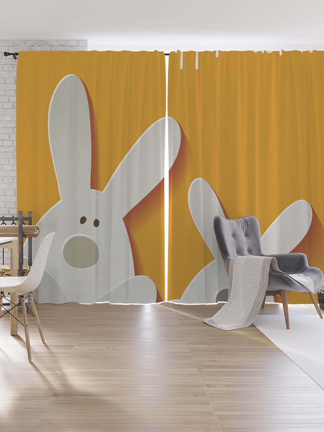 

Шторы под лён JoyArty "Пасхальные зайцы наив", серия Oxford DeLux, 340х265 см, Пасхальные зайцы наив