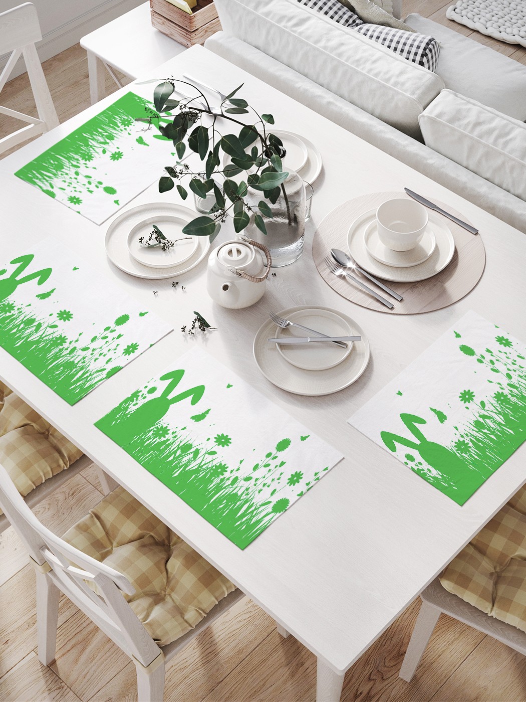 

Комплект салфеток JoyArty "Заяц на лугу" для сервировки стола (32х46 см, 4 шт.), Зеленый, Заяц на лугу
