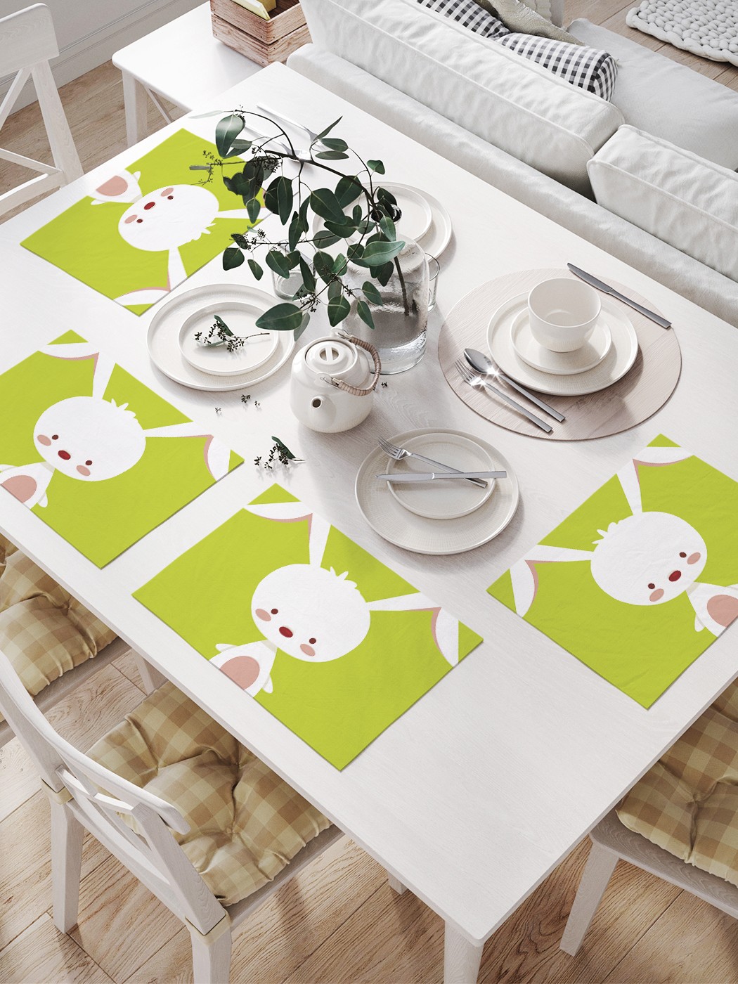 

Комплект салфеток JoyArty "Грустный зайчонок" для сервировки стола (32х46 см, 4 шт.), Зеленый, Грустный зайчонок