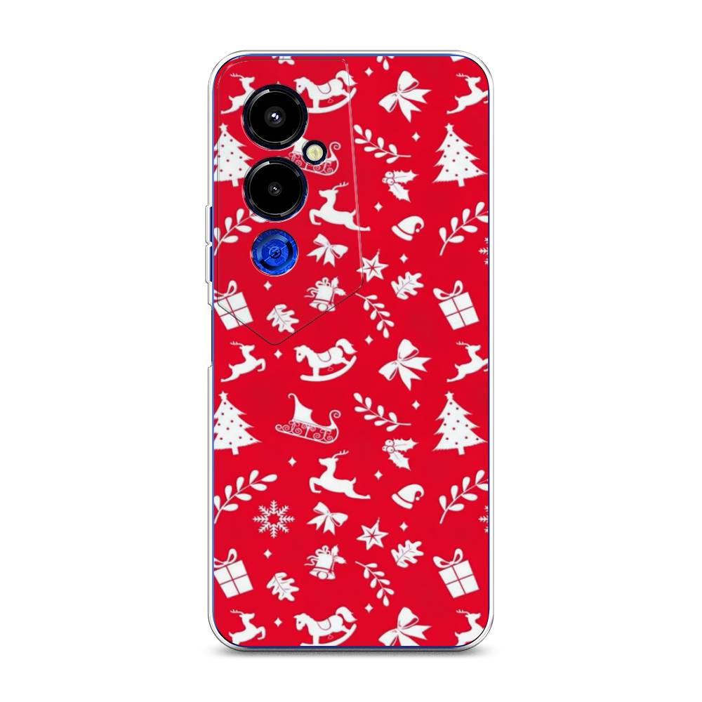 

Чехол для Tecno Pova 4 Pro "Красный новогодний фон", Красный;белый, 302650-5