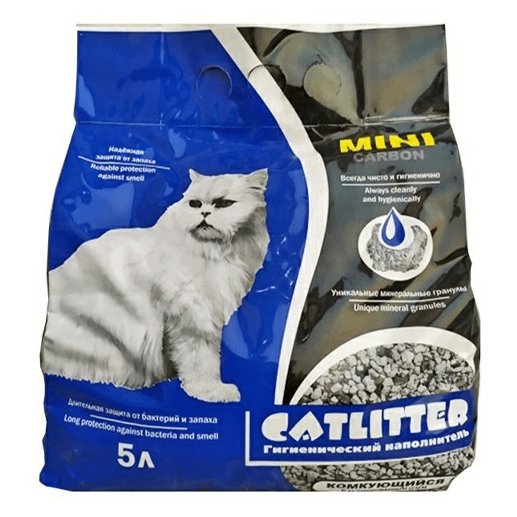 Комкующийся наполнитель CATLITTER Mini Carbon глиняный, 5 л