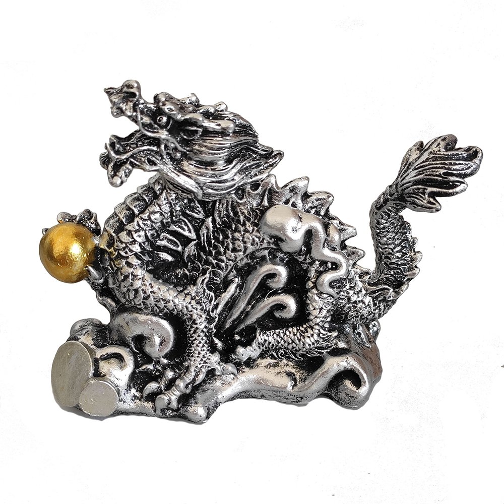 Фигура Китайский дракон Барельеф цв.серебро 10.5х4х8.5см KSMR-716397, символ года 2024