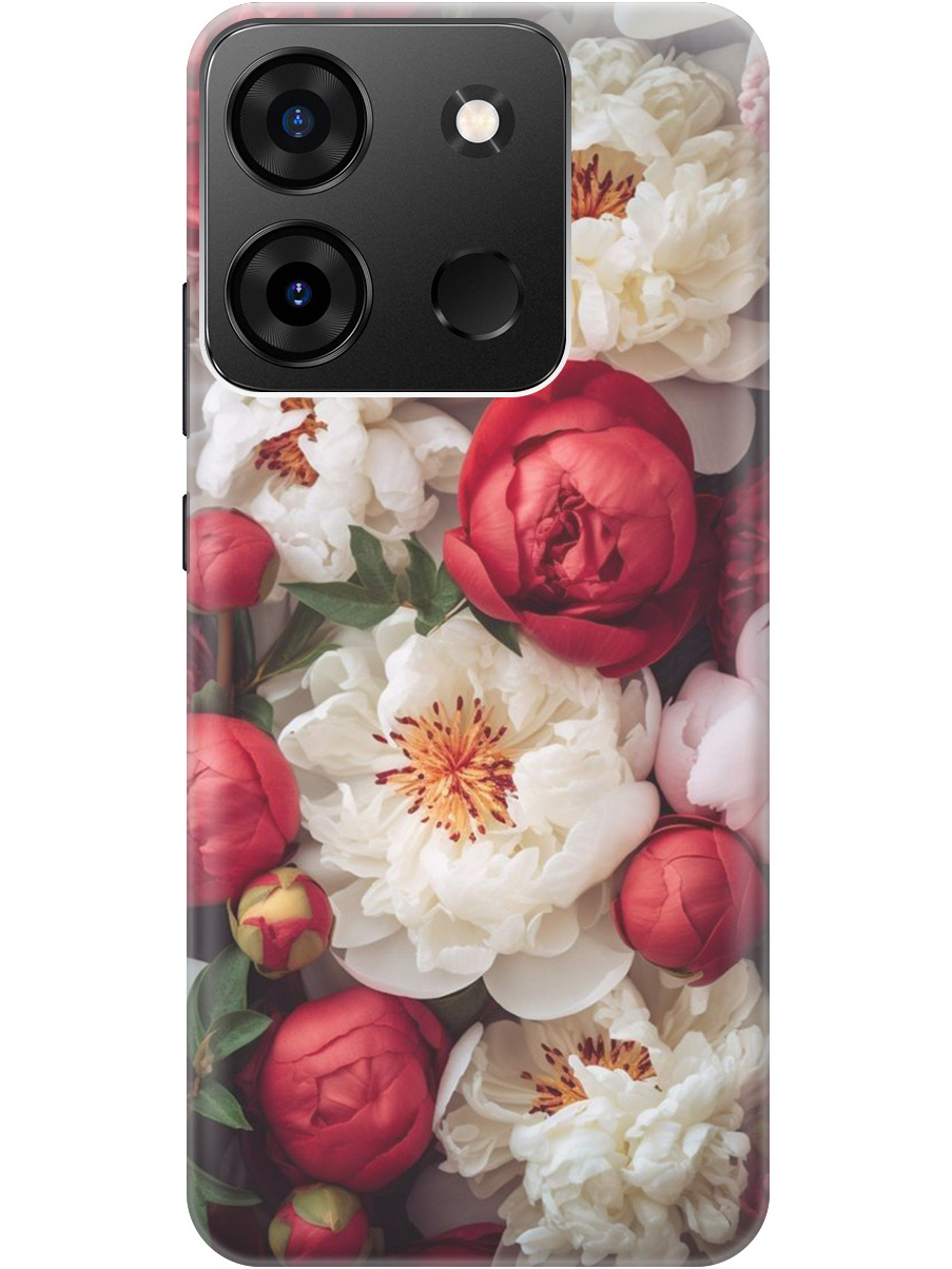 

Силиконовый чехол на Infinix Smart 7 Plus с рисунком "Красно-белые пионы", Белый;красный, 20000073