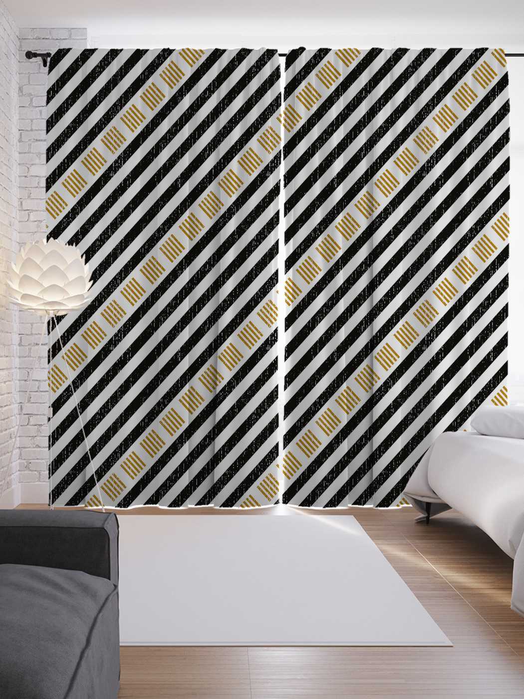 

Шторы JoyArty с фотопечатью "Полосатая диагональ" из сатена, 290х265 см, Полосатая диагональ