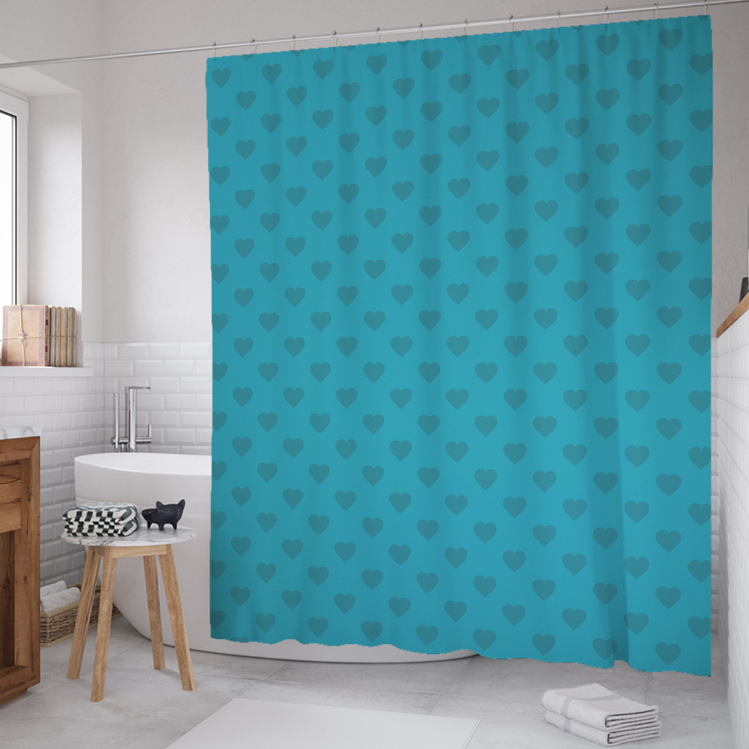 

Штора для ванной JoyArty "Темные сердца" из сатена, 180х200 см с крючками, Голубой, Темные сердца