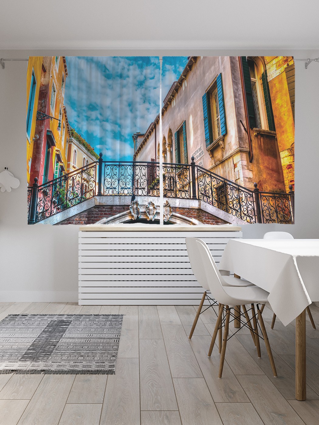 фото Классические шторы joyarty "путешествие в венецию", oxford delux, 2 полотна 145x180 см