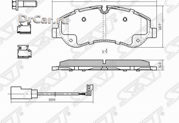 

Колодки тормозные перед FORD TOURNEO CUSTOM 12-/TRANSIT 14- SAT