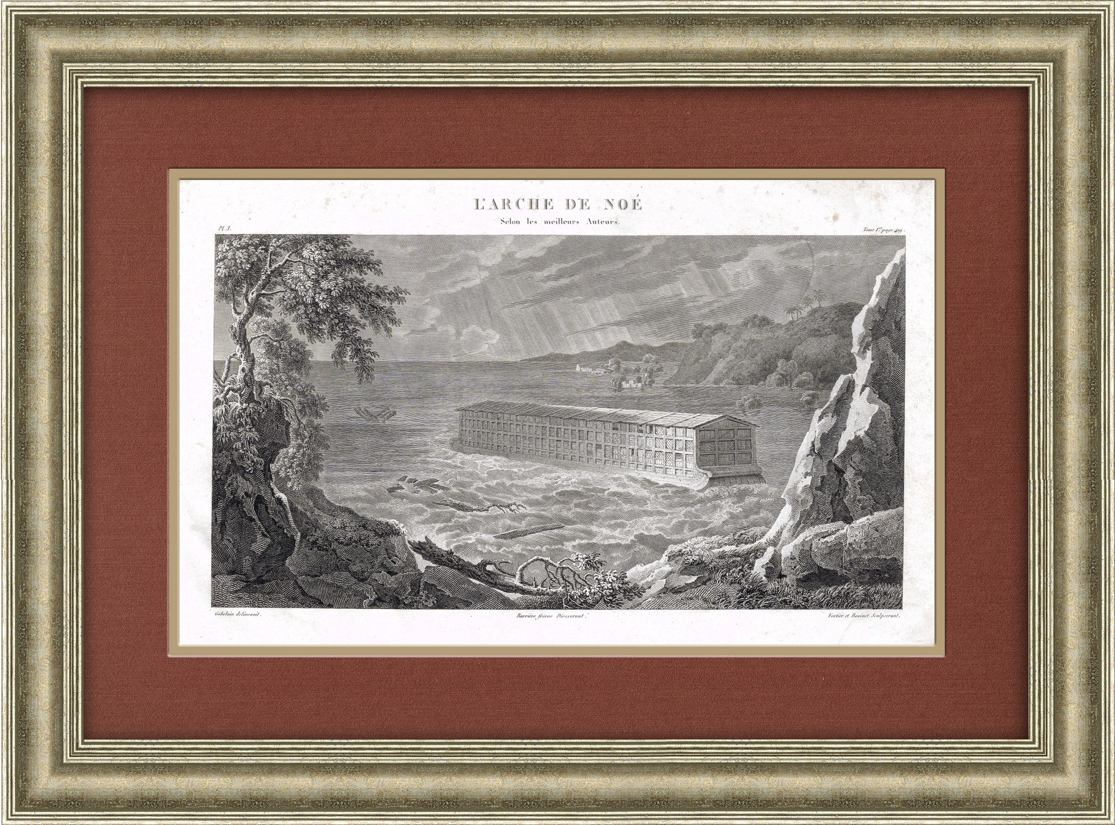 

Ноев ковчег большая антикварная гравюра 1836 года. Редкость!