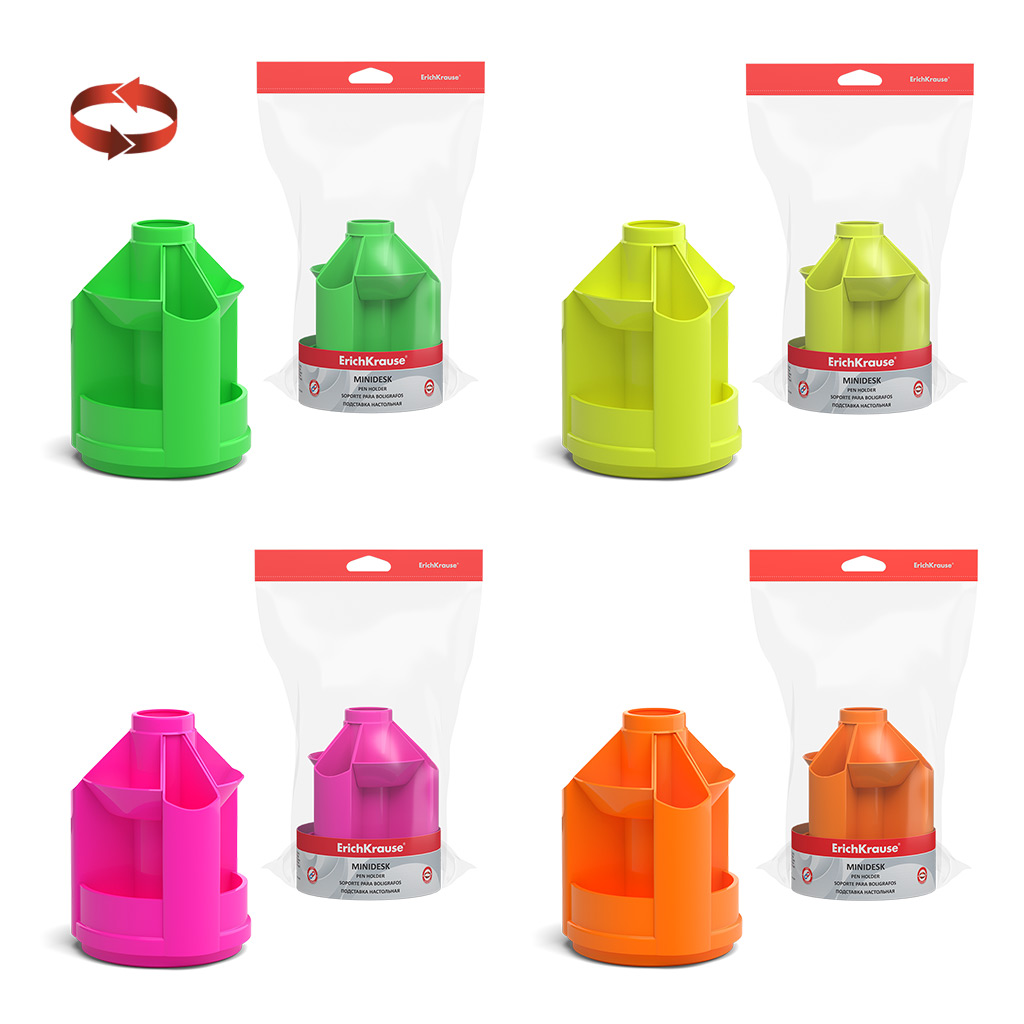 

Подставка настольная вращающаяся пластиковая ErichKrause® Mini Desk, Neon Solid, ассорти и