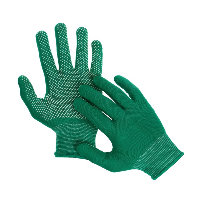 Перчатки, х/б, с нейлоновой нитью, с ПВХ точками, размер 9, зеленые, Точка, Greengo (12 па greengo перчатки нейлоновые с двойным латексным обливом утепленные размер 10 микс