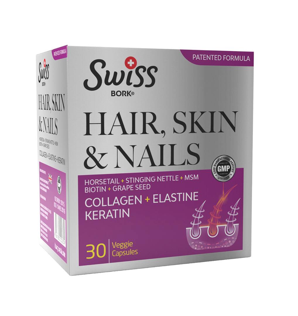 Пищевая добавка Swiss Bork Hair Skin And Nails, 30 капсул