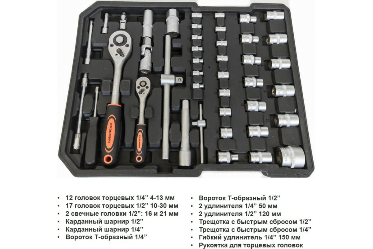 Набор инструментов для автомобиля Кузьмич НИК-001/187 крестовые тиски белмаш