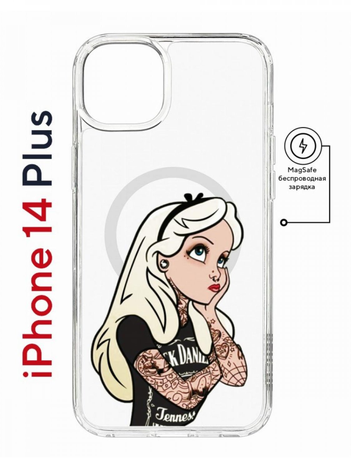 фото Чехол на iphone 14 plus magsafe kruche print tattoo girl противоударный с магнитом кruче