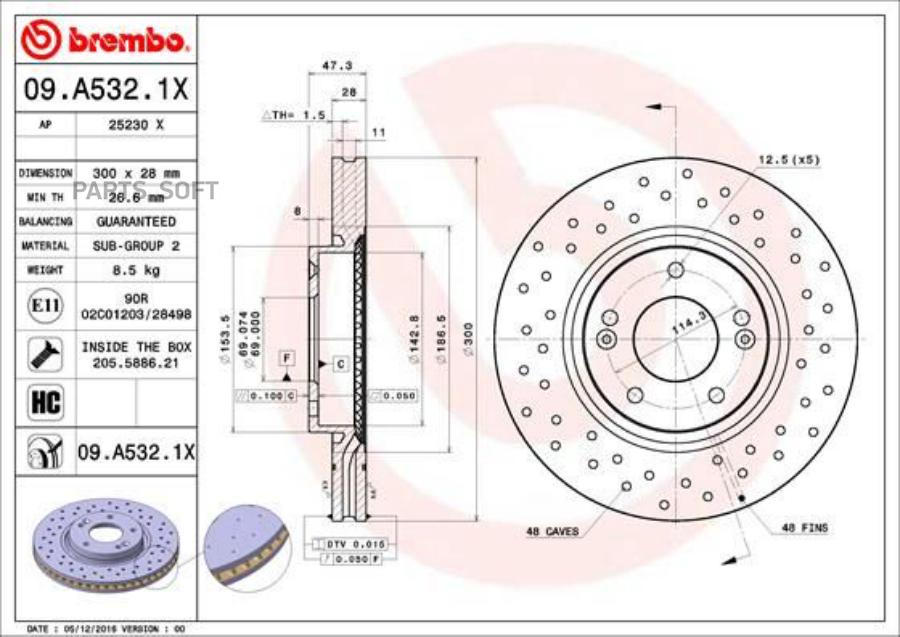 

BREMBO 09A5321X Диск тормозной Xtra | перед |