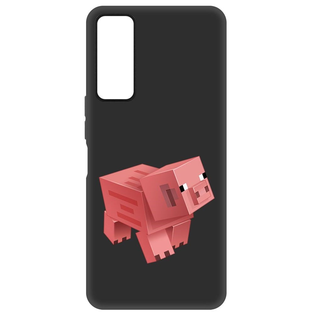 

Чехол-накладка Софт Minecraft-Свинка для TCL 30+, Черный