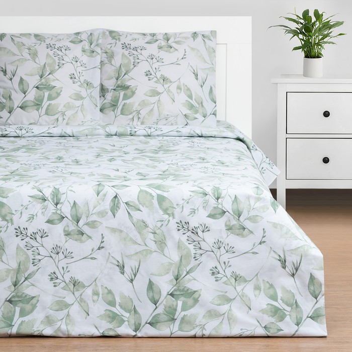 

Постельное бельё Этель 2 сп «Акварельные листья» 175х215 см, 200х220 см, 70х70 см -2 шт, п