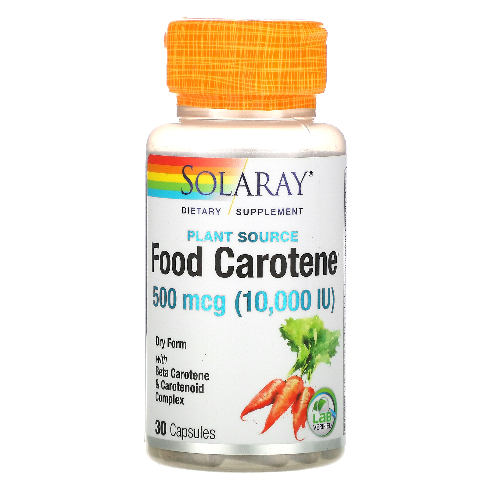 фото Food carotene with beta carotene solaray 10 000 ме капсулы 30 шт.