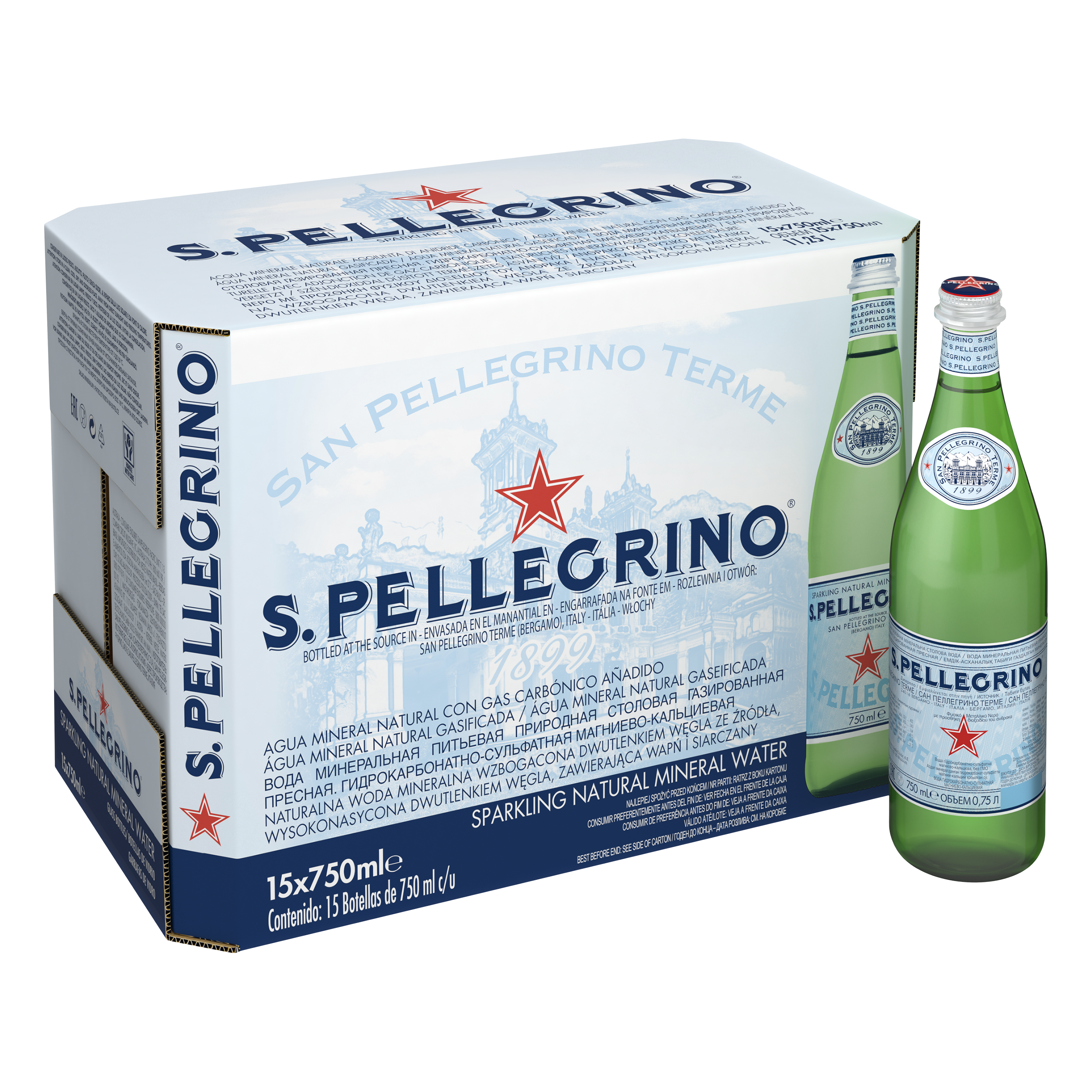 Вода Sanpellegrino минеральная газированная 0,75 мл