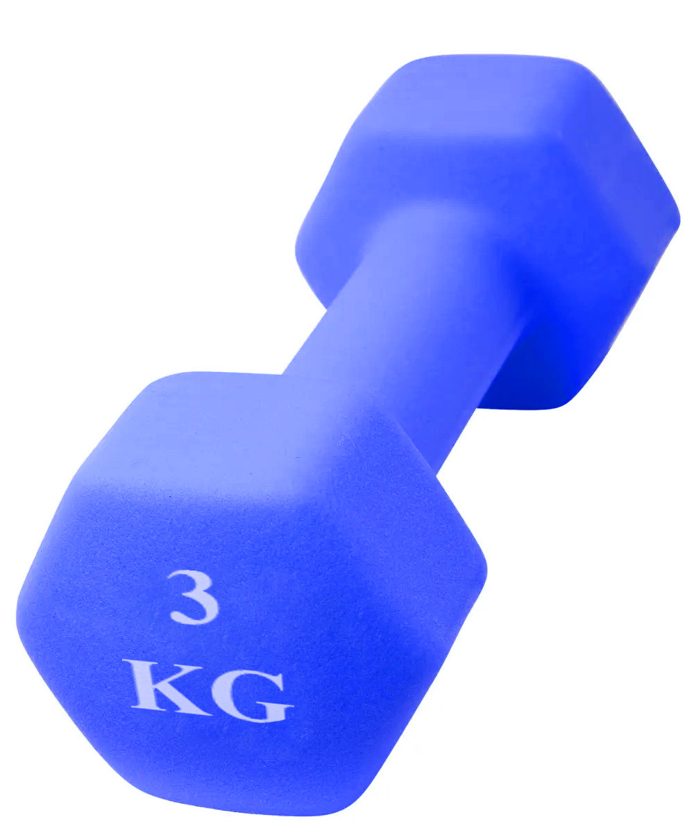 Неразборная гантель неопреновая URM 1x3 кг, синий