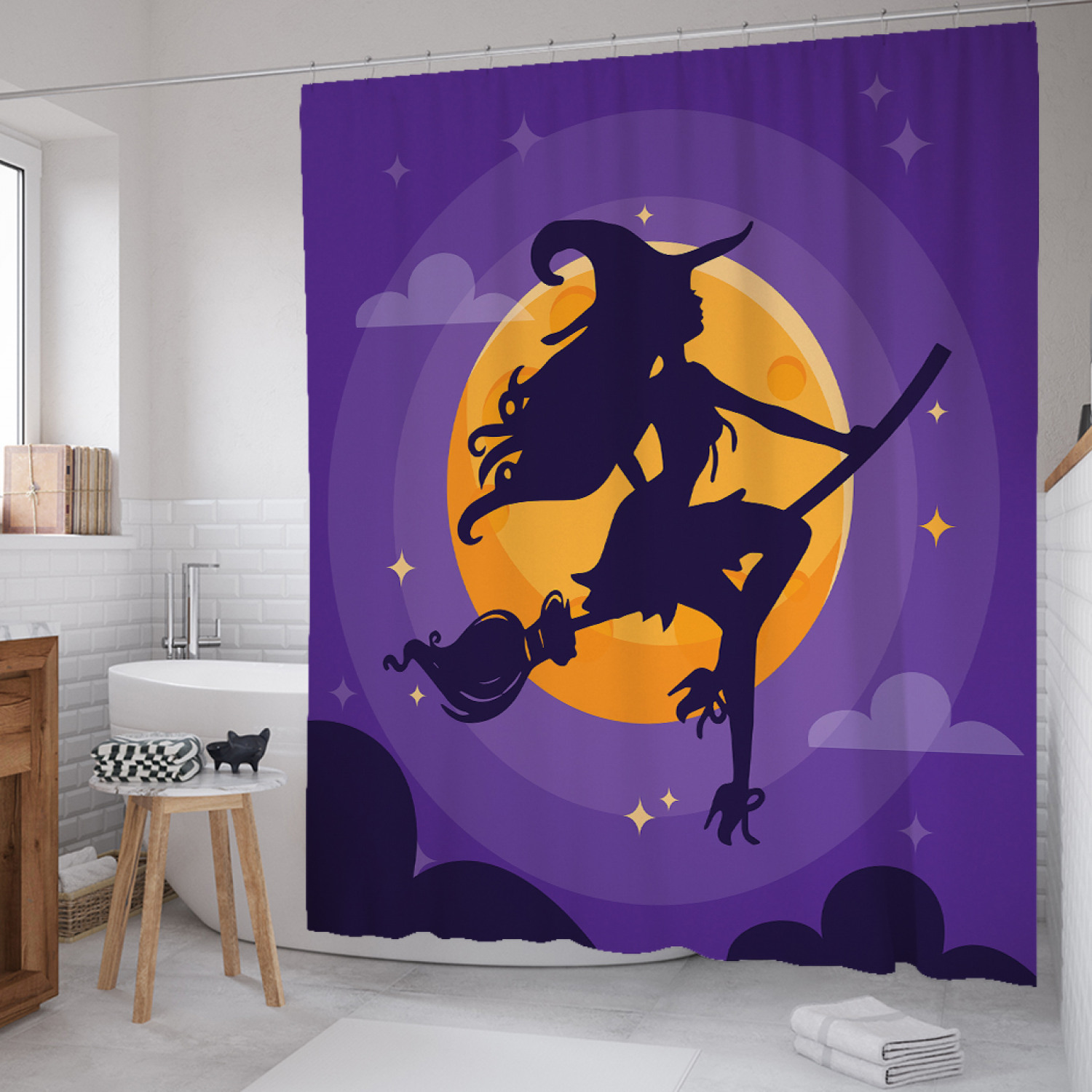 

Штора для ванной JoyArty "Сексуальная ведьма вектор" из сатена, 180х200 см с крючками, Фиолетовый, Сексуальная ведьма вектор