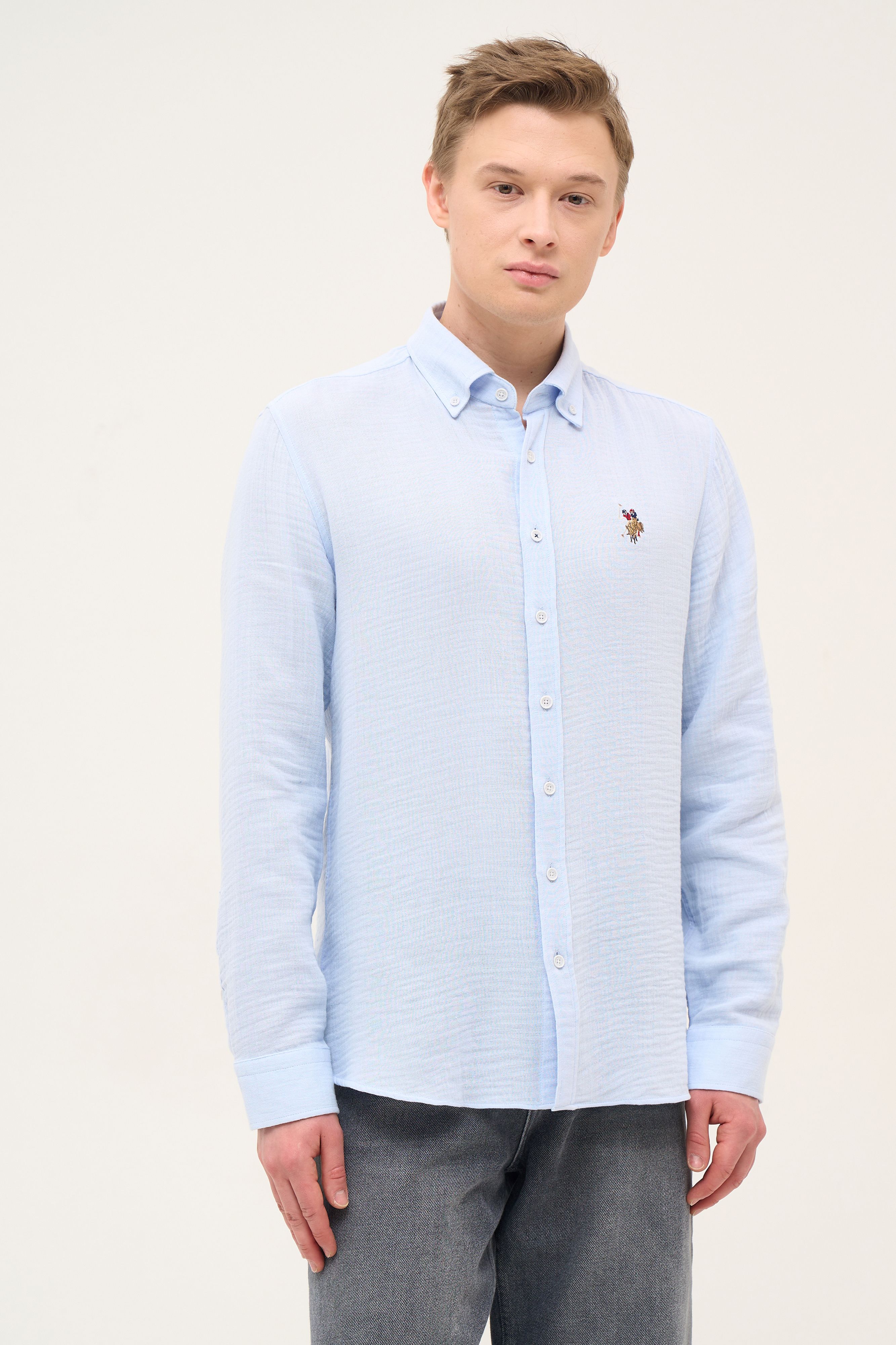 

Рубашка мужская US Polo Assn G081SZ0040MUSLI голубая S, Голубой, G081SZ0040MUSLI