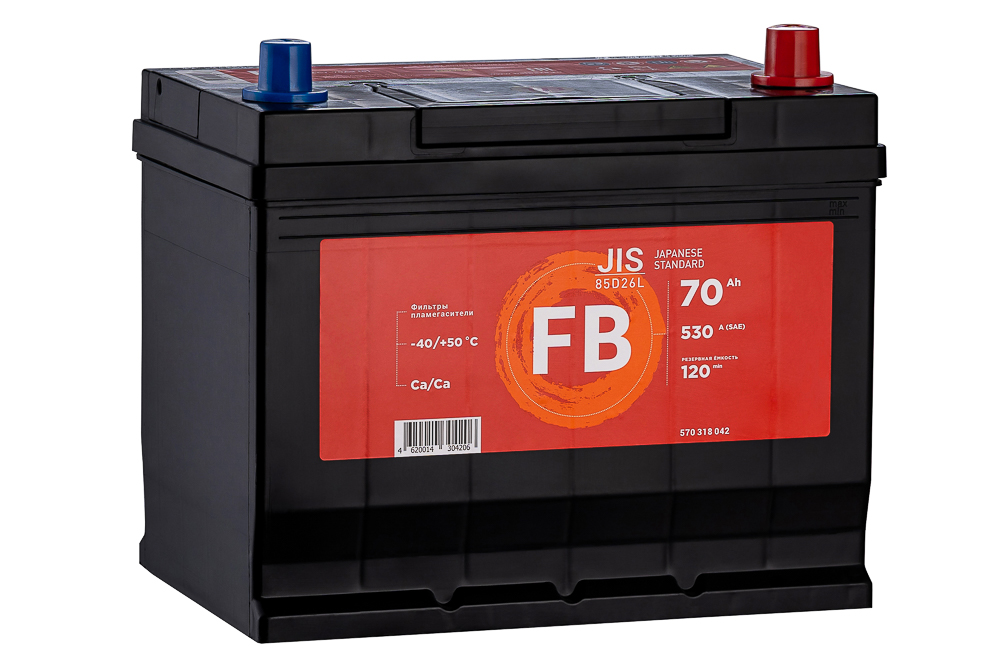 

Аккумулятор Fb Jis 70 А/Ч Обратная R+ 258X175X220 En530 А 1Шт FB 85D26L