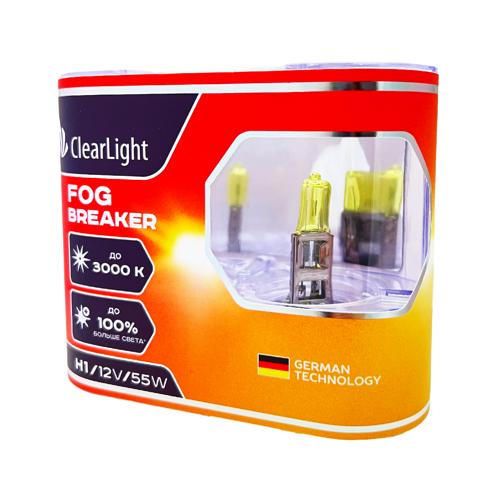 Комплект ламп Clearlight, Fog Breaker, H1, 12V-55W, 2шт. (Duobox)