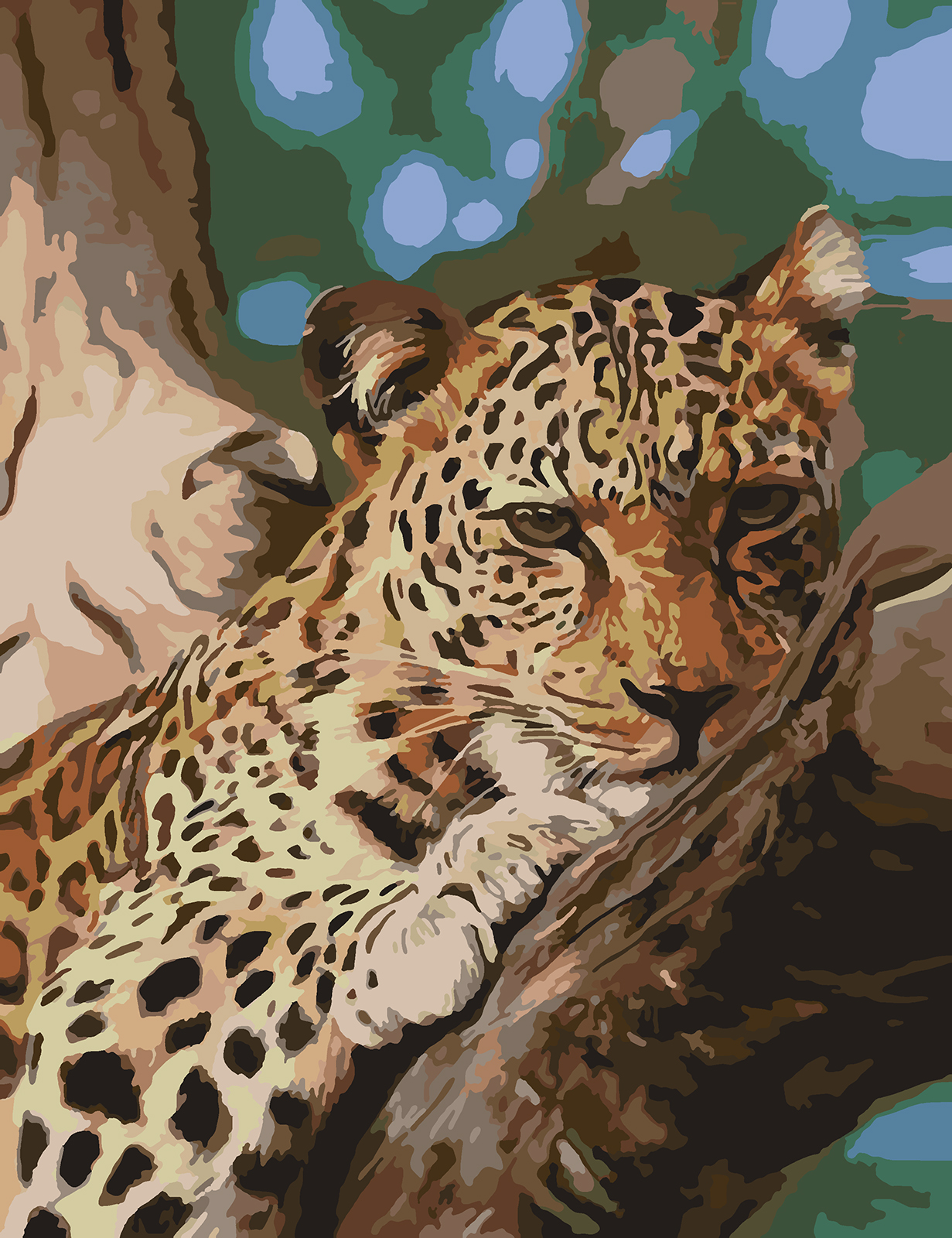 фото Картина по номерам красиво красим леопард на отдыхе, 60 х 80 см