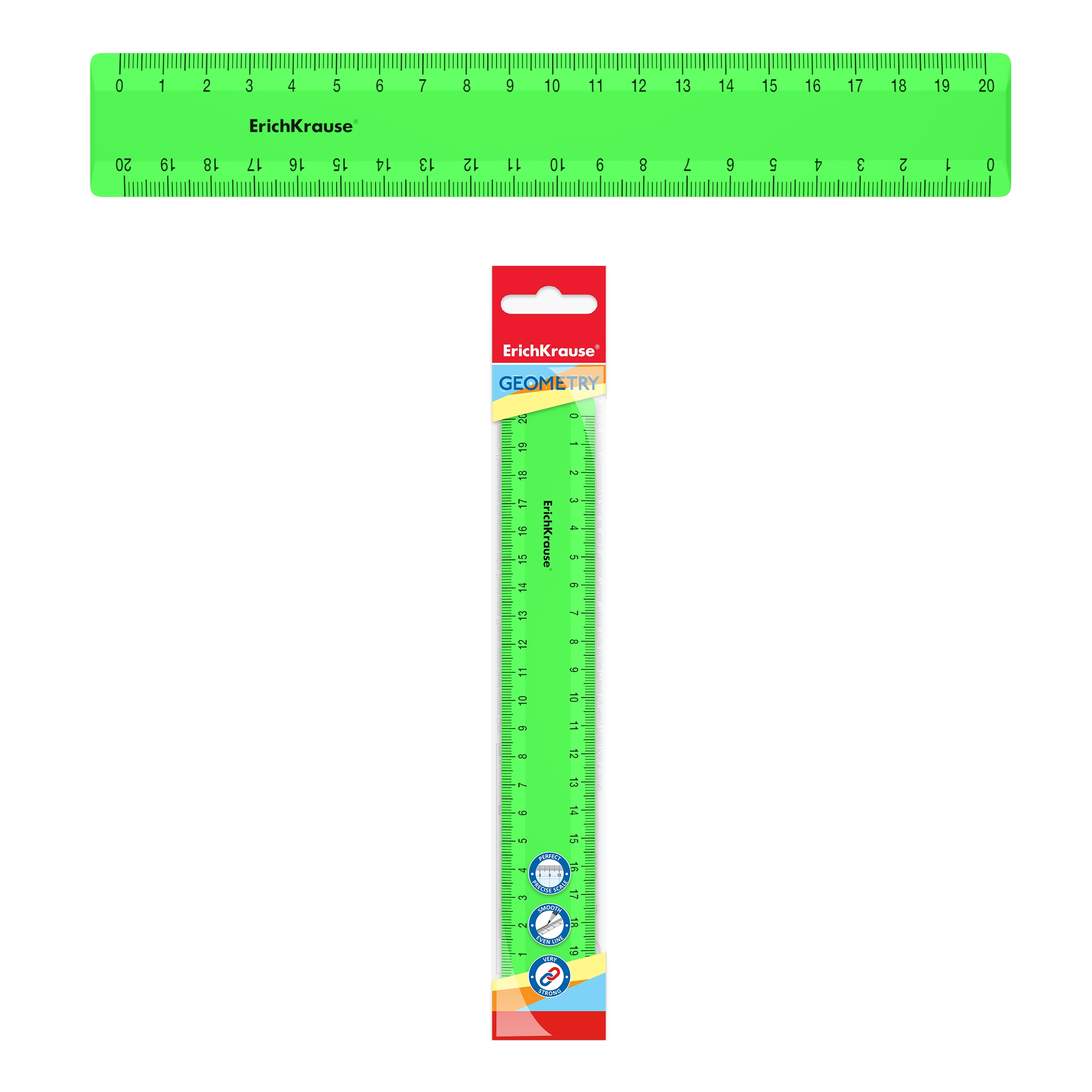 

Линейка пластиковая ErichKrause® Neon Solid, 20см, зеленый, в флоупаке
