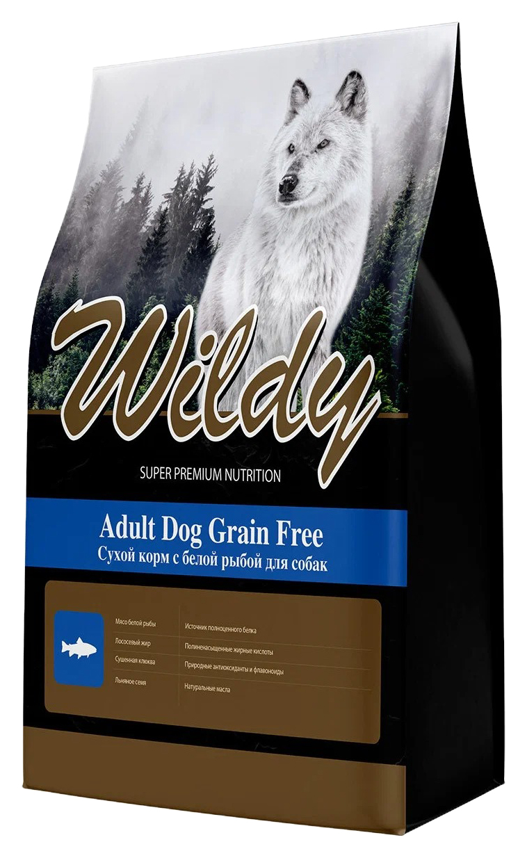 фото Сухой корм для собак wildy adult dog grain free с белой рыбой, 3 кг