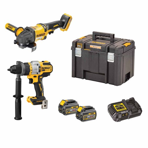 Набор DEWALT: аккумуляторная дрель-шуруповерт DCD999, 18 В и угловая шлифмашина DCG418, 54