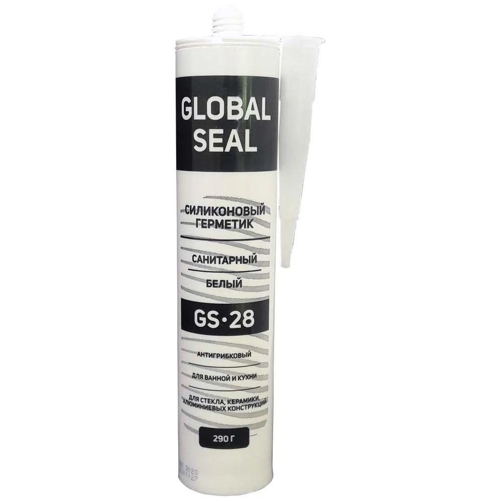 фото Герметик силиконовый санитарный global seal gs-28, белый, 290 гр