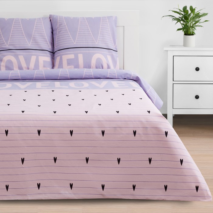 Постельное бельё «Этель» дуэт Violet love 143x215 см - 2 шт, 240x220 см, 70x70 см -2 шт, б