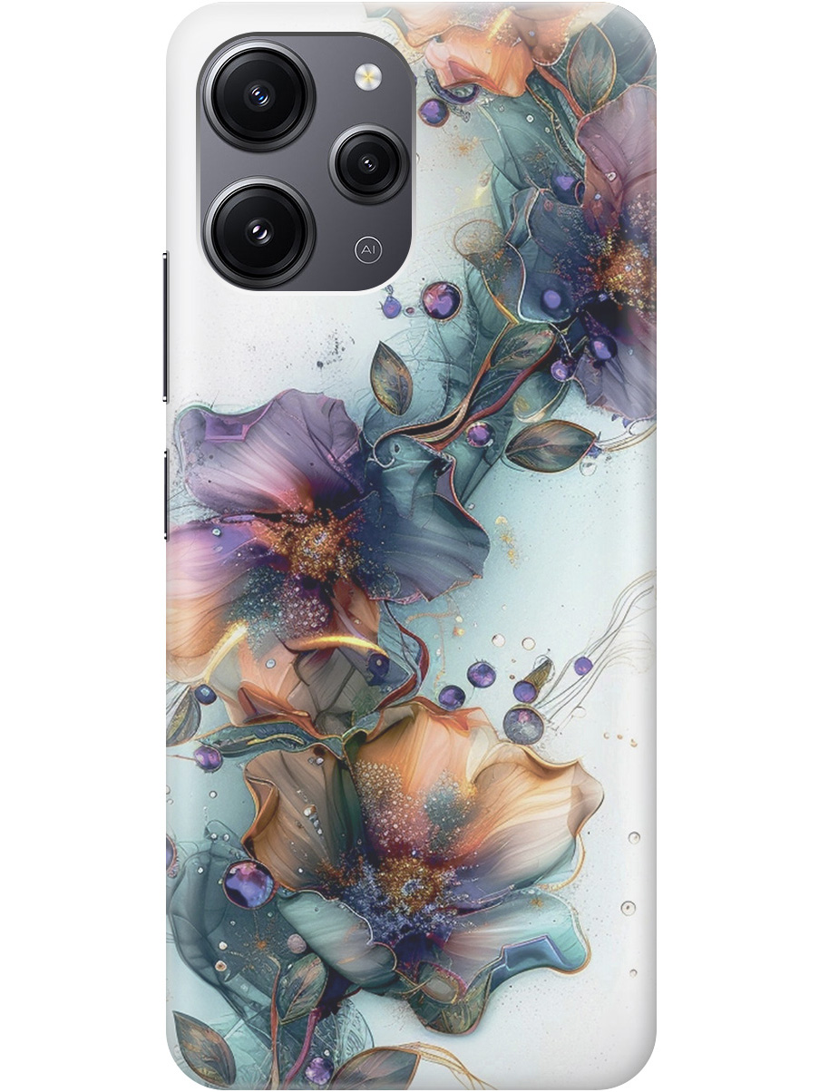 

Силиконовый чехол на Xiaomi Redmi 12 с принтом "Мистические цветы", Прозрачный;белый;зеленый, 772621710