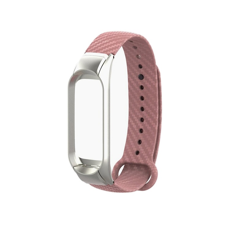 

Ремешок для Xiaomi Mi Band 4 силиконовый карбон <розовый>